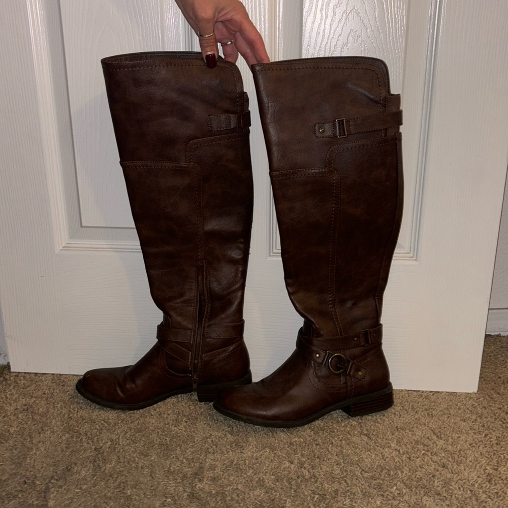 Brown over knee boots